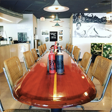 7'3" x 20" custom extra width bar-table, wood surfboard home décor