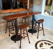 8'3" the "Santa Cruz" wooden surfboard bar top table, wood surfboard wall art home décor wall mount old growth reclaimed certified California redwood.