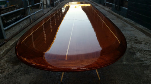 Triple stringer, wood surfboard wall art home décor wall mount