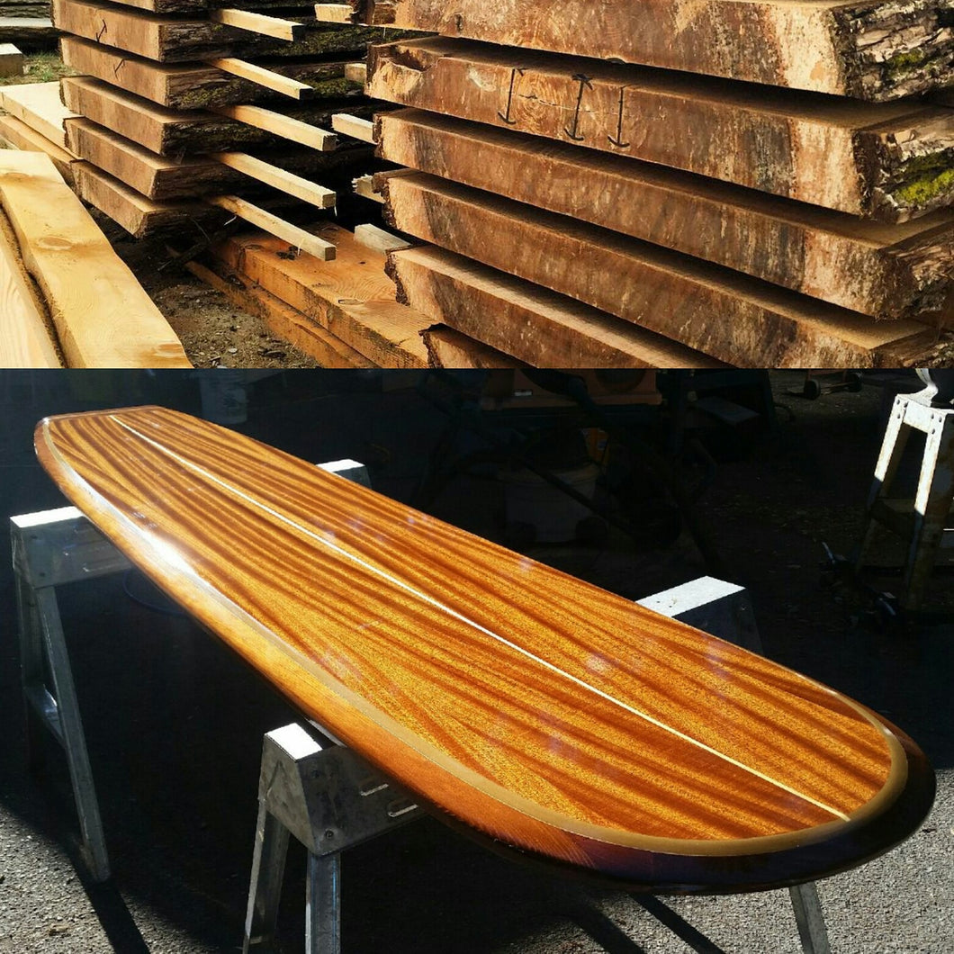 wooden surfboard bar table